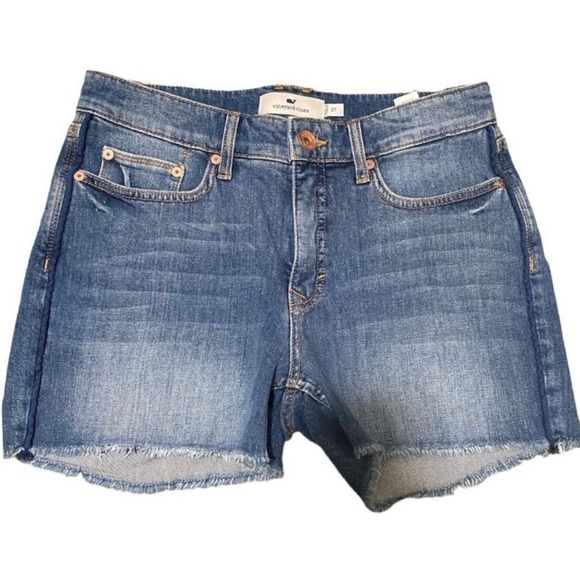 Vineyard Vines Jean Shorts Size 33 Jamie Denim Cut Off Corded Medium Blue Indigo - Picture 1 of 9